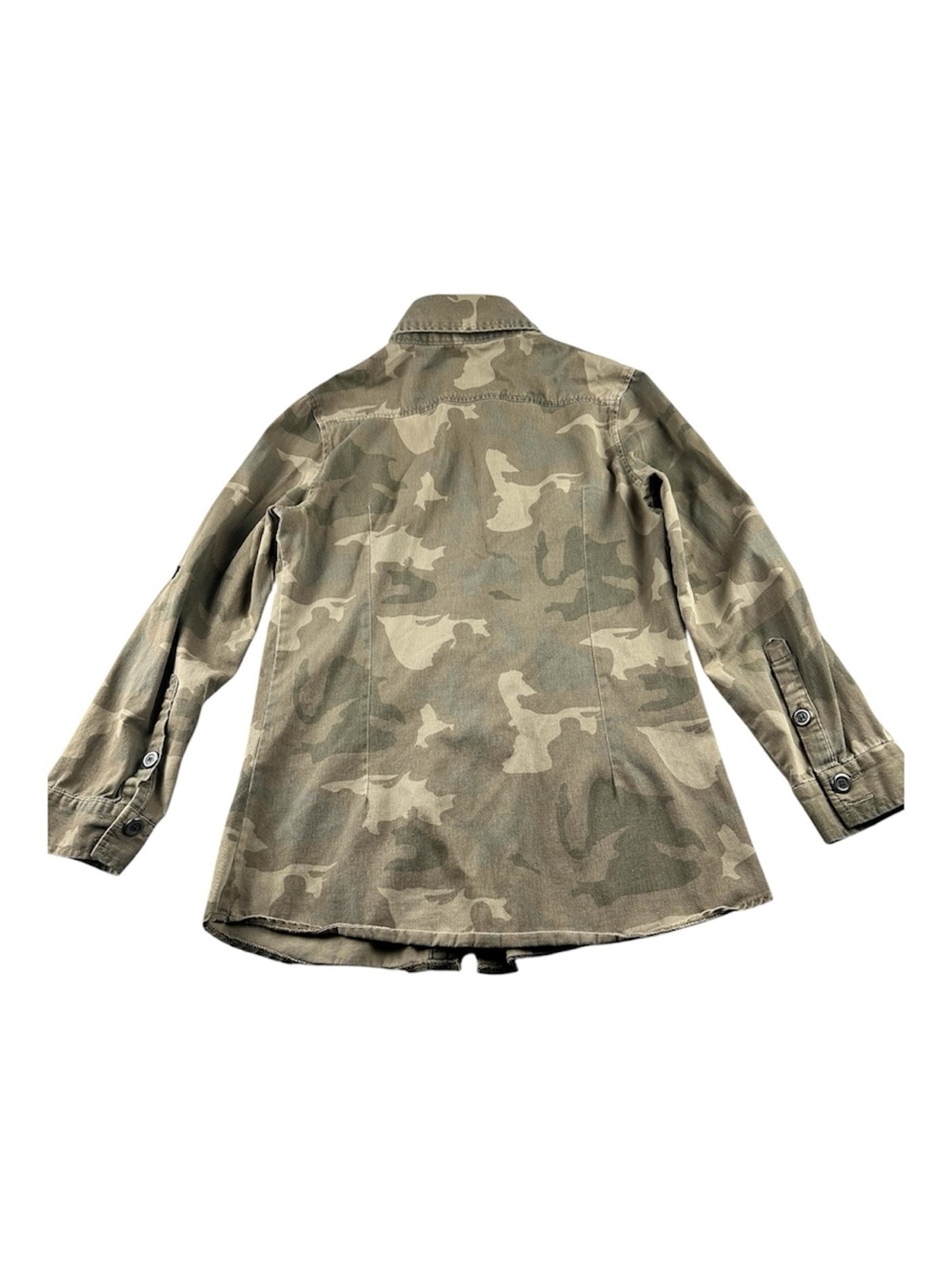 Cotton On Camo Utility Button Up Shirt Jacket S Roll Tab Sleeves Distressed - Picture 3 of 8